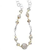 925 Silver Textured Ball Necklace with Yellow Gold Accents-23