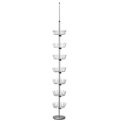 Household Essentials, 2197, Shoe Tree, 6-Tier Plus Basket Top, Silver Finish