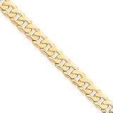 14k 10mm Beveled Curb Chain Anklet - 9 Inch