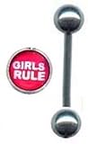 Girls Rule ~ Logo Tongue Barbell body jewelry piercing bar Ring