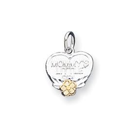 Sterling Silver Mommys Little Girl Heart Charm