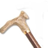 walking cane - With Contour Grip. Walnut stain Grey Right Handle, this cane is designed to fit the hand like a glove for its palm grip handle. This cane and walking stick is very secure and comfortable and has a weight capacity of 250 pounds. This ergonomic wood cane is ideal for arthritis sufferers. It distributes weight across the entire palm. Height approx: 36 - 37
