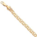 14k 7in 5.5mm Solid Double Link Charm Bracelet