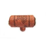 1-3/4 x 1-1/2 Wine Cork T- Knob - Cherry - with Gold Barrels Accents