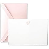 Engraved Pink Baby Footprints Announcement Cards