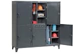 Heavy Duty Personnel Locker Double Tier 74x24x78 6 Doors Assembled Gray
