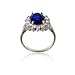 Sterling Silver Oval Blue Sapphire and CZ Princess Diana/Kate Middleton Ring