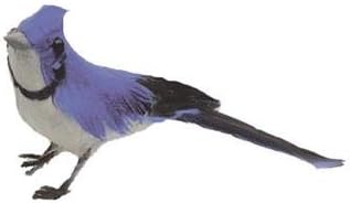 Set of 5 Accent Design Floral and Garden Accents Medium Bird Bluejay 4" with Blue White and Black Feathers