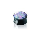 IMAGE OF Double Flare Plugs with Light Blue and Light Purple Paua Shell - 8G (3.2mm) - Sold As a Pair