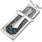 Urban Male Mens Blue Carbon Fibre Cross Ingot Pendant & Chain
