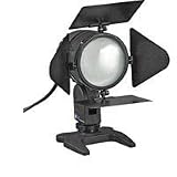 Bescor On-Camera Pro DC Video Light with 12v Cigarette Plug, 35w DC Bulb, 4-leaf Barn Door & Diffuser