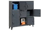 Heavy Duty Personnel Locker Multiple Tier 62x18x68 9 Doors Assembled Gray