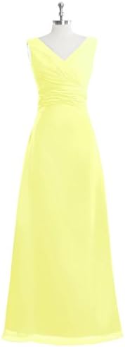 Emyrin Lovely Floor-length Daffodil Bridesmaid Dresses A-line Simple Chiffon