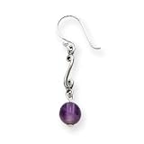 Sterling Silver Amethyst Antiqued Dangle Earrings