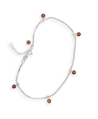 9+1 Extension Amber Bead Charm Anklet