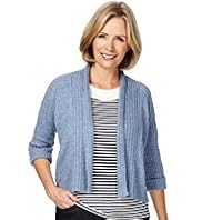 Open Front Tape Knit Kimono Cardigan