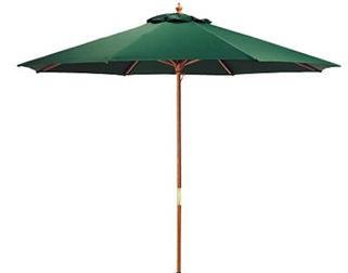 Childrens Toyshop  Toys : "Home Design Deluxe (R)" Weather Resistant Quality Teak Wood Nine Foot Patio Umbrella Market Umbrella - Forest Green