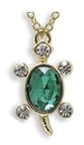 Clearly Charming Gold & European Crystal Turtle Pendant Necklace