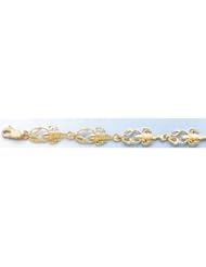 Gold Bracelet 7" Lobster Link Textured Flat