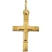 Childrens 14k Yellow Gold Cross in a Cross Engraved Necklace, 15