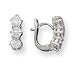 Sterling Silver CZ Three Stone Leverback Earrings