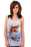 Ed Hardy - A8YYFTZC-SKY BLUE-KOI ALLOVER PRINT TANK TOP--XS