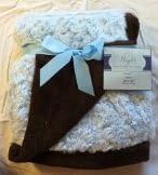 Rose Swirl Baby Blanket Blue and Brown