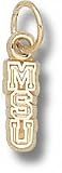 Mississippi State Bulldogs Solid 10K Gold Vertical ''MSU'' 3/8'' Pendant