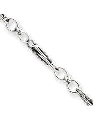 Sterling Silver Antiqued Fancy Link Bracelet QG1608-7.5"