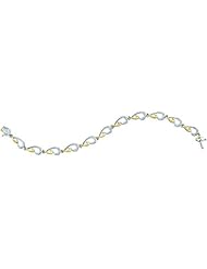 0.12ctw 6.5mm (1/4") Diamond Fashion Bracelet 10K White & Yellow Gold