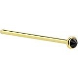 Solid 14KT Yellow Gold 2mm Black Diamond Spike Straight Fishtail 3/4 - 20 Gauge