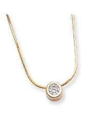 Sterling Silver & Vermeil CZ Pendant on 18" Chain Necklace QG26-18"