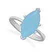 Marquise Aqua Blue Glass Silver Ring