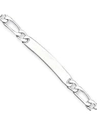 Sterling Silver 8inch Polished Engraveable Figaro Link ID Bracelet