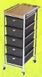 Pibbs D29 Rolling Cart with Wood Laminate Topper 5 Drawers