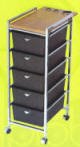 Pibbs D29 Rolling Cart with Wood Laminate Topper 5 Drawers
