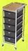 Pibbs D29 Rolling Cart with Wood Laminate Topper 5 Drawers