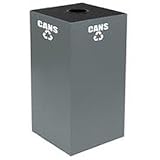 Steel Recycling Container With Bottle & Can Opening - 28 Gallon Capacity Gray