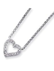 Sterling Silver CZ Heart on 16" Rolo Chain