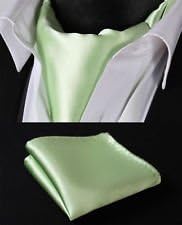 Pixel Handkerchief - Light Green Solid Silk Cravat Scarves Ascot Tie Hanky Handkerchief Set
