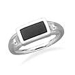 Small Open Design Rectangular Black Onyx Ring