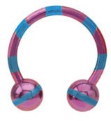 Purple pink & Blue  Ball Beads Anodized titanium 