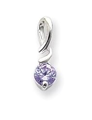 Sterling Silver Purple CZ Pendant w/Chain