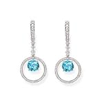 14k White Gold, Diamond & Blue Topaz Drop Earrings (2.40ctw)