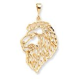 10k Solid Diamond-Cut Lions Head Charm
