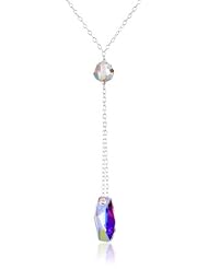 Sterling Silver Chain Swarovski Elements Golden Shadow Color Meteor Pendant Y-Shaped Necklace, 18"