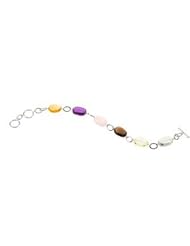 Clevereves Sterling Silver Bracelet 8 1 2 Inch Genuine Green Quartz, Lime Quartz, Smoky Quartz, Rose Quartz, Amethyst & Citrine Bracelet