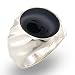 Men's Solitaire Black Genuine Nature Stone Onyx Special Plating Ring, Size: 8-13 Sterling Silver .925