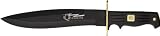 Frost Cutlery & Knives QS522RUBB Quicksilver Bowie Fixed Blade Knife with Fingergrooved Black Rubber Handles