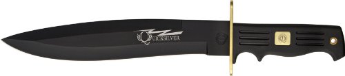 Frost Cutlery & Knives QS522RUBB Quicksilver Bowie Fixed Blade Knife with Fingergrooved Black Rubber Handles Frost Cutlery & Knives QS522RUBB Quicksilver Bowie Fixed Blade Knife with Fingergrooved Black Rubber Handles